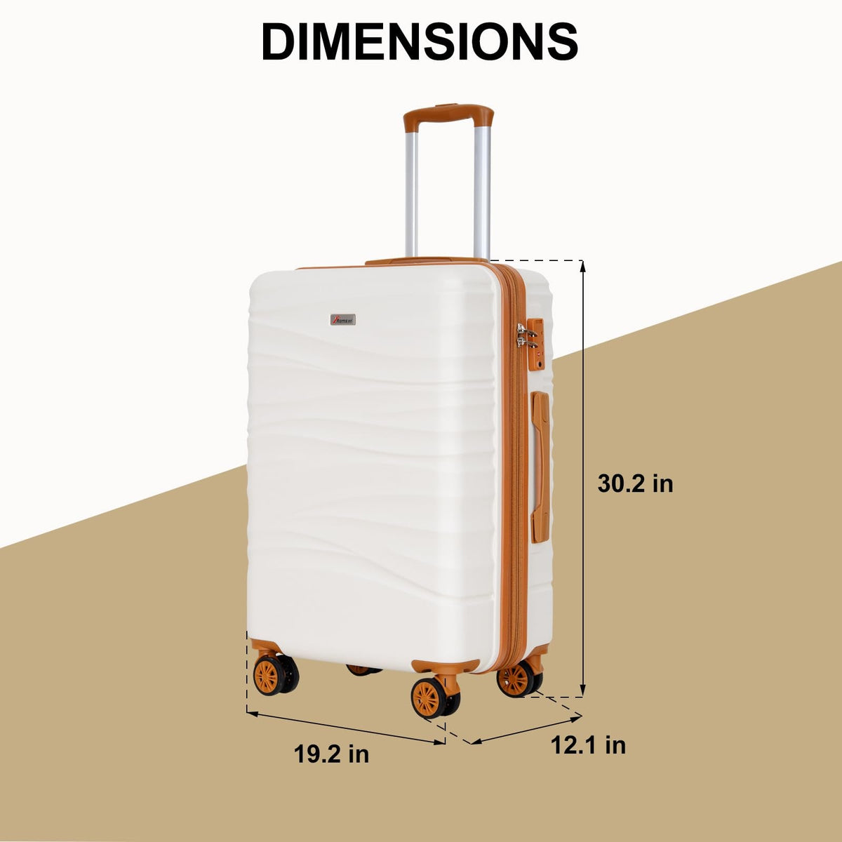 Romswi 30" Expandable Hardside Checked Luggage, Large Checked Suitcase with Dual Spinner Wheels, Up to 20% More Space, Hardshell, YKK Zipper White