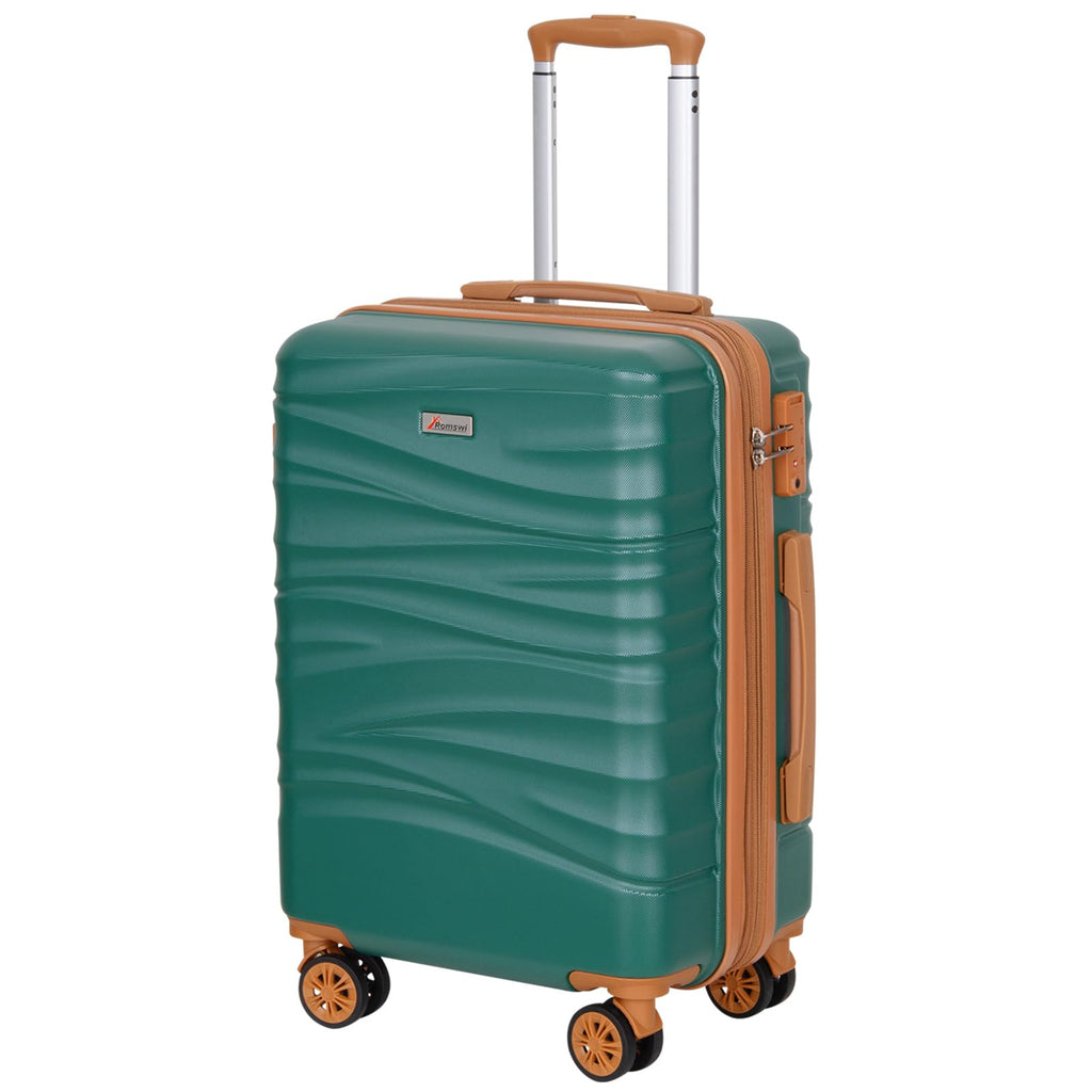 Romswi Expandable 22x14x9 Airline Approved 21" Carry On Luggage,Hardshell Suitcase with Double Spinner Wheels for 20% More Space, Lightweight Hardside Luggage, Scratch-Resistant & YKK Zipper, Green