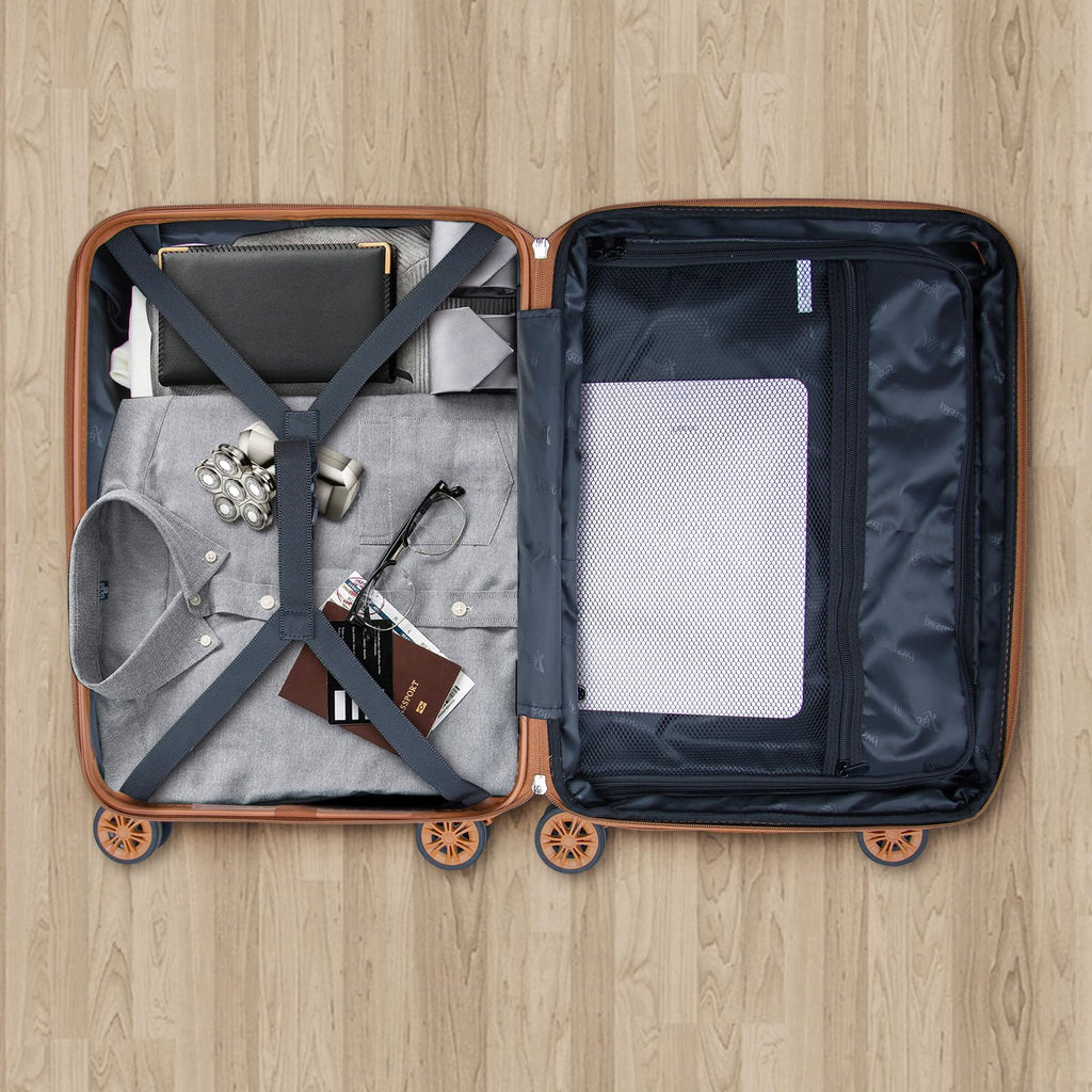 Romswi Expandable 26" Medium Checked Luggage,Checked - Medium Hardshell Suitcase with Double Spinner Wheels for 20% More Space, Lightweight Hardside Luggage, Scratch - Resistant & YKK Zipper Black