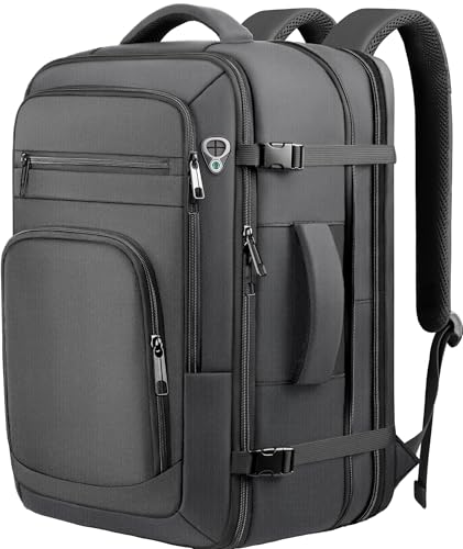 Roomy Travel Backpack, Expandable 40L-50L Carry On Backpack For 17.3" Laptop,TSA Flight Approved Business Travel Backpack w/ Multiple Organizer Pockets for Work,Overnight Trip,College &Daily Commuting