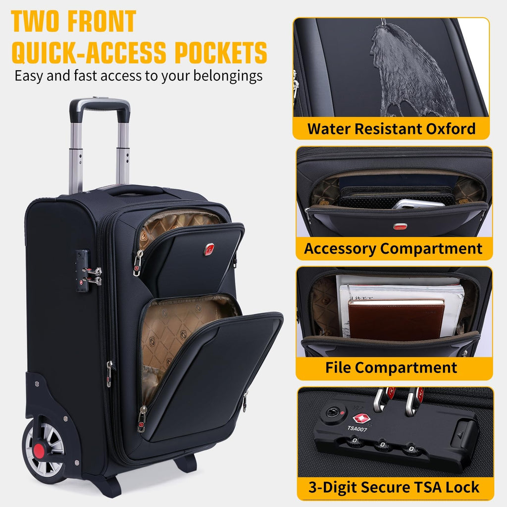 ROPLUS Laduga Softside Expandable Luggage with Large Steel Wheels Carry - On Luggage Suicase (Blue, 21 - Inch)