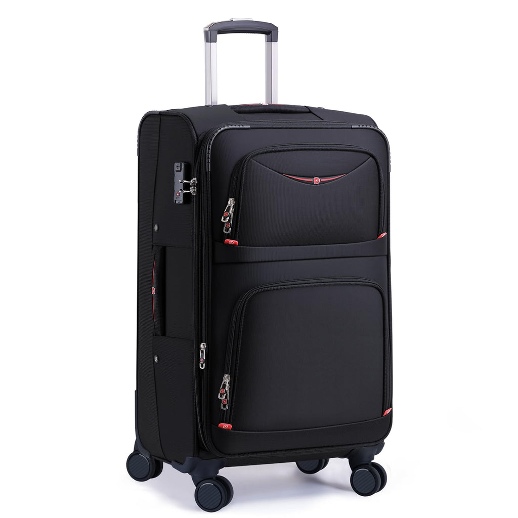 ROPLUS Softside Expandable Luggage with 4 Spinner Wheels, Durable Checked-Luggage Suitcase (Black, 31-Inch)