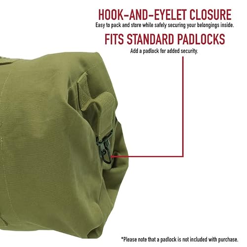 Rothco Canvas Double Strap Duffle Bag: 89.6L Capacity for Durability and Convenience – Olive Drab