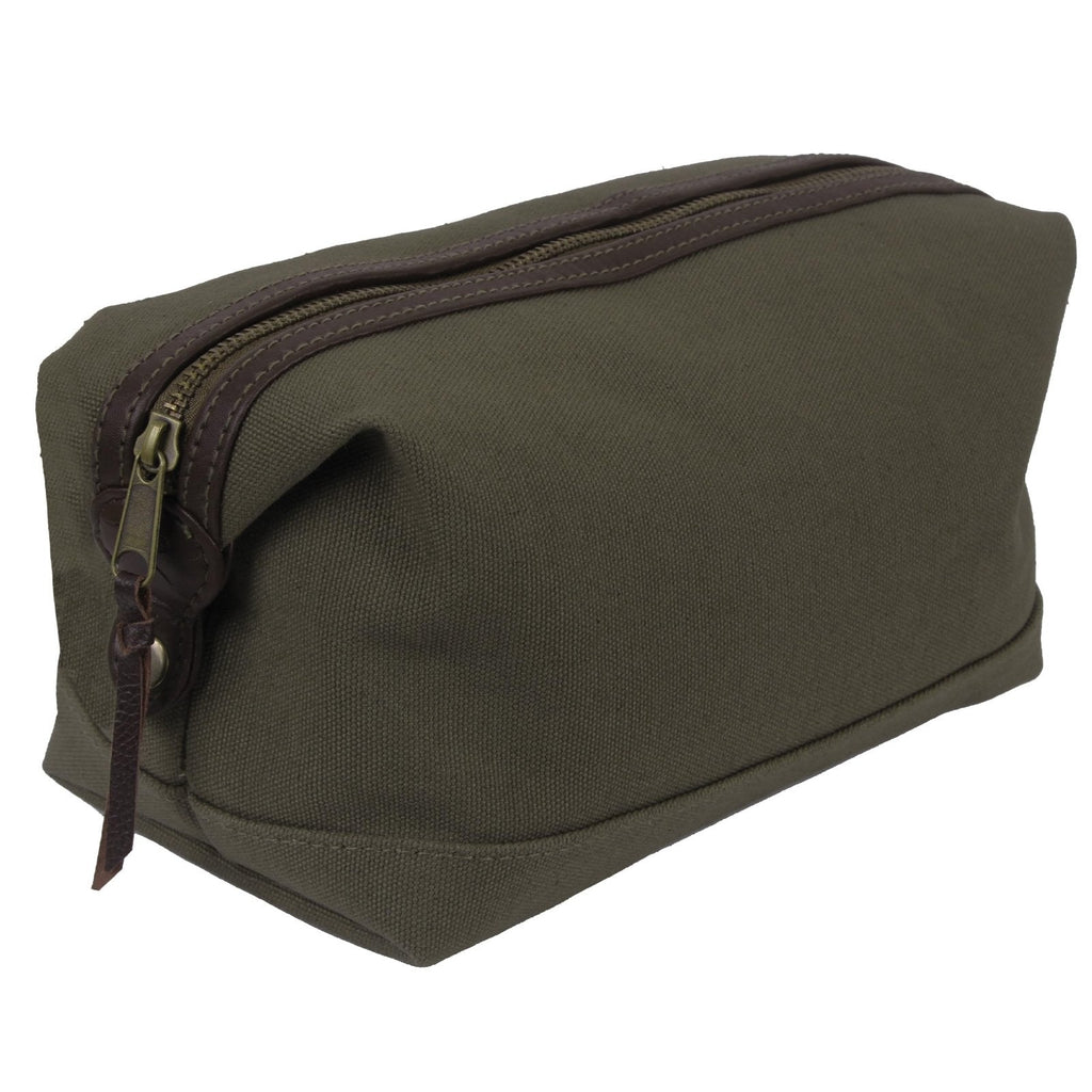 Rothco Canvas & Leather Travel Kit – Compact Vintage Toiletry Bag Dopp Kit Pouch