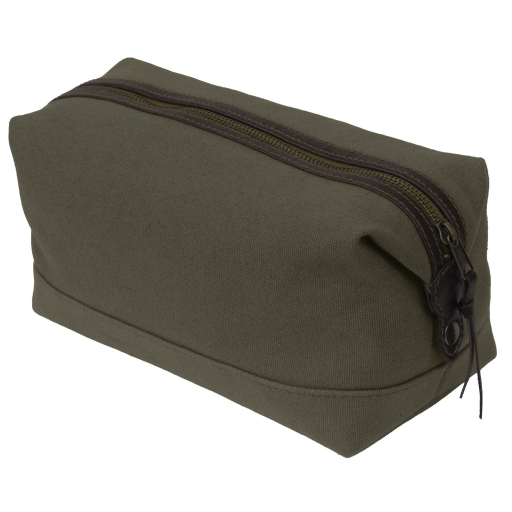 Rothco Canvas & Leather Travel Kit – Compact Vintage Toiletry Bag Dopp Kit Pouch
