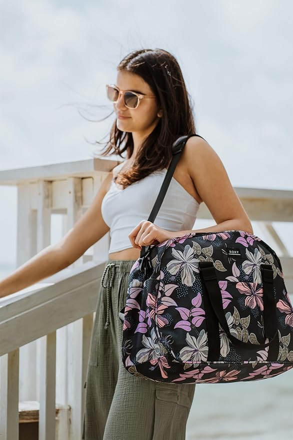 Roxy Duffel Bag | Travel | Work | Gym | Fitness | Beach | Everyday Carry | Recycled Materials, Feel Happy - Ocean Spray