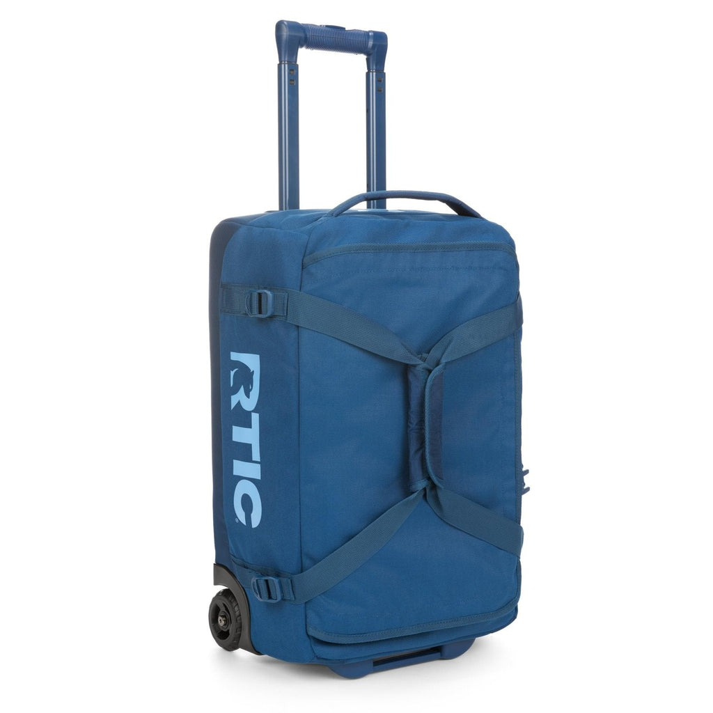 RTIC Road Trip Rolling Duffle Bag with Wheels for Men and Women, Traveling Tote for Camp, Travel, Gym, Weekender, Camping, Overnight Carry On, Sports, Spacious, Water Resistant, Medium, Navy & Denim