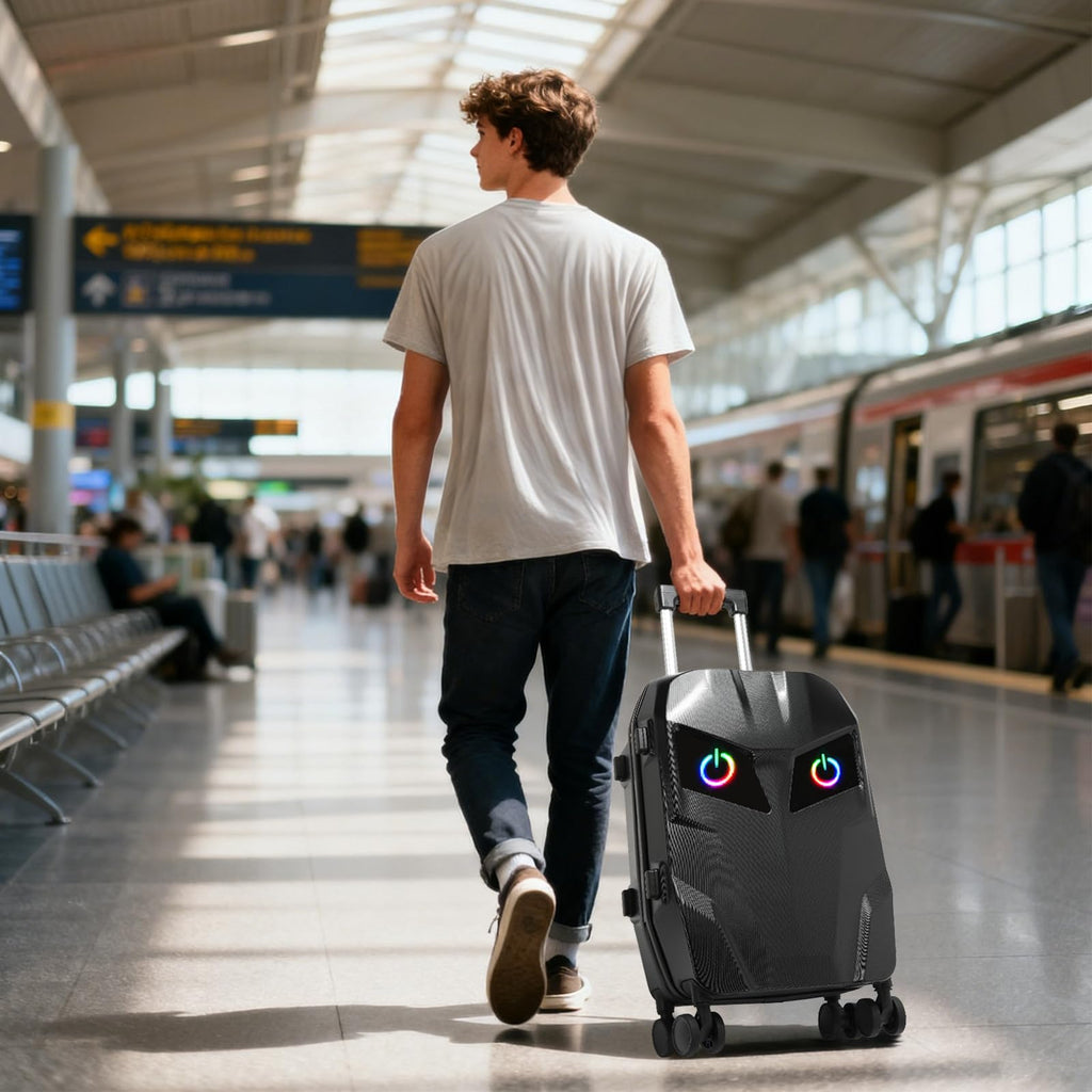 Ruconla 20 inch Smart LED light up Luggage, Airline Approved Hard Shell Suitcases with Wheels, Carry on Luggage Small Rolling Suitcase with Lock, APP - Controlled LED Display