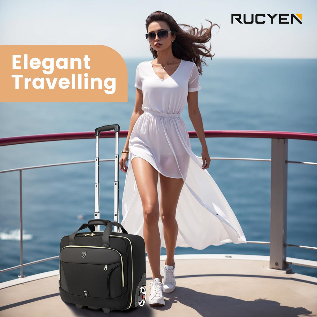 RUCYEN Rolling Laptop Bag, 15.6 inch Rolling Briefcase for Men & Women,Laptop Briefcase on Wheels, Overnight Bags Carry On Bag, for Business Travel