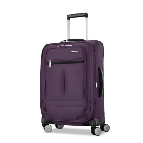 Samsonite Carry-On Soft-Sided Expandable 21-Inch Element Suitcase: Airline Approved for Most Major Airlines, Durable, 360° Spinner Wheels, Adjustable Handle, 2 Front & Side Pocket- Purple