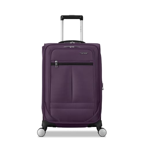 Samsonite Carry-On Soft-Sided Expandable 21-Inch Element Suitcase: Airline Approved for Most Major Airlines, Durable, 360° Spinner Wheels, Adjustable Handle, 2 Front & Side Pocket- Purple