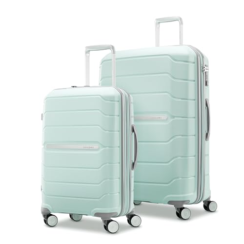 Samsonite Freeform 2-Piece Luggage Set - Carry-On & Large Checked Luggage with Dual Spinner Wheels - Durable Polypropylene Hardshell - TSA Lock, Airline-Approved - Expandable Hard Shell - Mint Green