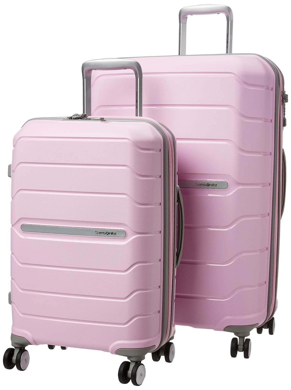Samsonite Freeform 2-Piece Luggage Set - Carry-On & Large Checked Luggage with Dual Spinner Wheels - Durable Polypropylene Hardshell - TSA Lock, Airline-Approved - Expandable Hard Shell - Pink Rose
