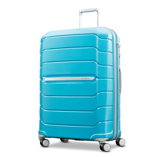 Samsonite Freeform Large Checked Luggage with Dual 360° Spinner Wheels - TSA Lock, Airline-Approved - Lightweight Durable Polypropylene Expandable Hardshell - Ocean Blue