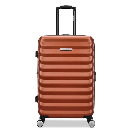 Samsonite Hard-Sided 24-Inch Lightweight Checked Medium Expandable Element Suitcase: Durable, 360° Spinner Wheels, Adjustable Telescopic Handle, TSA-Approved Lock - Copper Orange