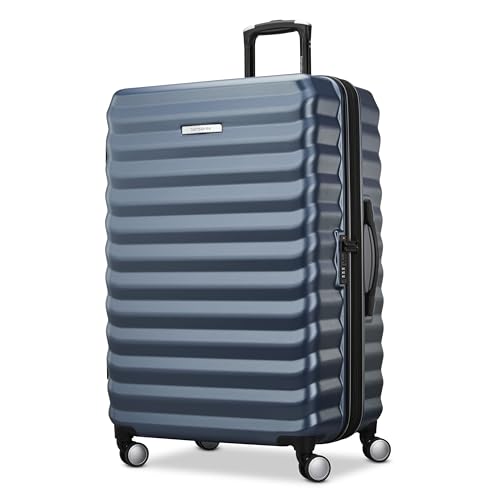 Samsonite Hard-Sided 28-Inch Lightweight Checked Large Expandable Element Suitcase: Durable, 360° Spinner Wheels, Adjustable Telescopic Handle, TSA-Approved Lock - Captains Blue