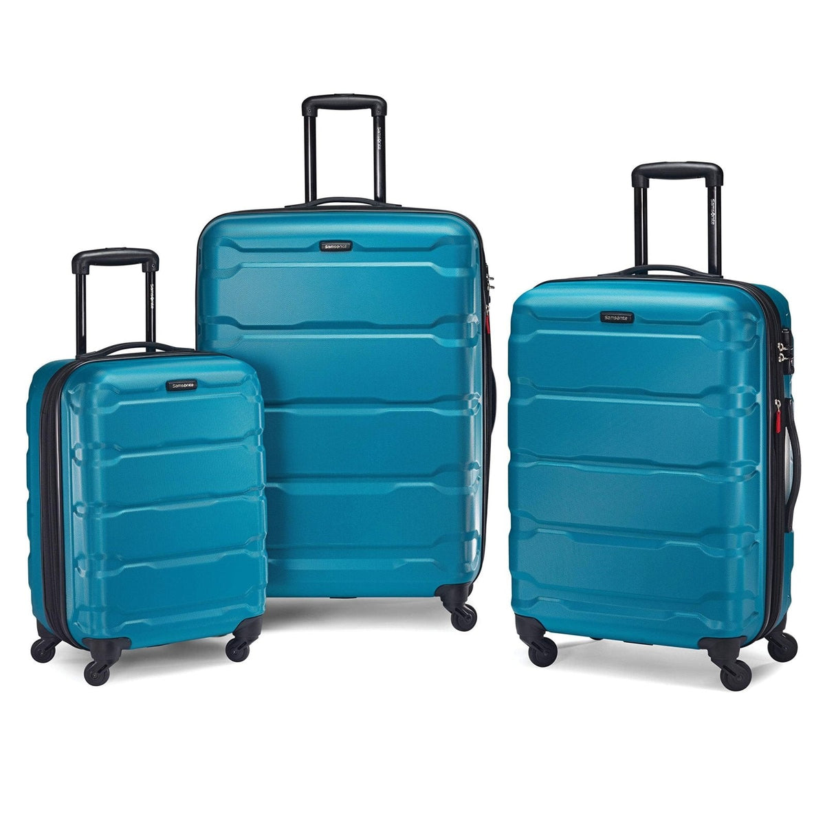 Samsonite Omni PC Hardside Expandable Luggage with Spinner Wheels, Caribbean Blue, Checked - Large 28 - Inch