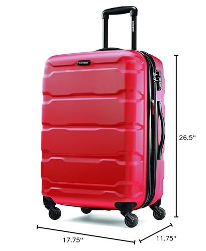 Samsonite Omni PC Hardside Expandable Luggage with Spinner Wheels, Checked - Medium 24 - Inch, Red