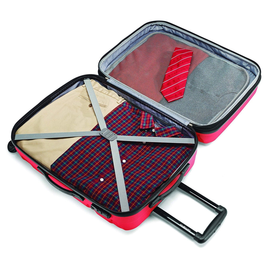 Samsonite Omni PC Hardside Expandable Luggage with Spinner Wheels, Checked - Medium 24 - Inch, Red