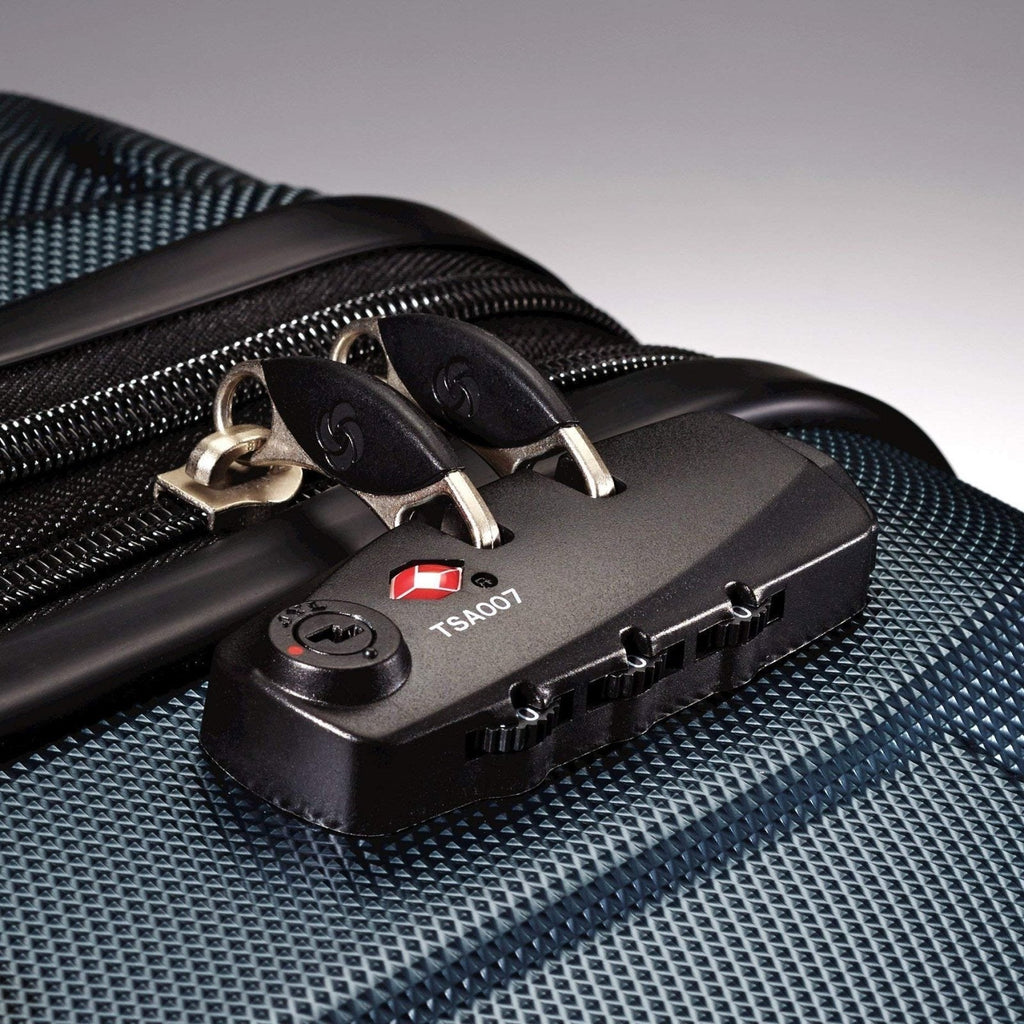 Samsonite Omni PC Hardside Expandable Luggage with Spinner Wheels, Navy, Checked - Large 28 - Inch