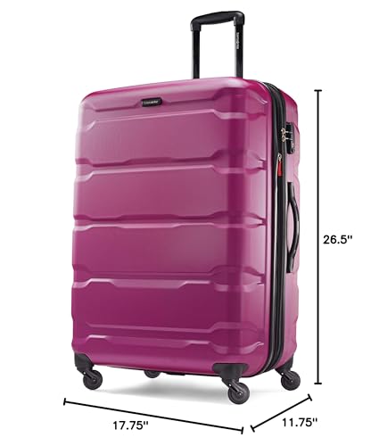 Samsonite Omni PC Hardside Expandable Luggage with Spinner Wheels, Radiant Pink, Checked - Medium 24 - Inch