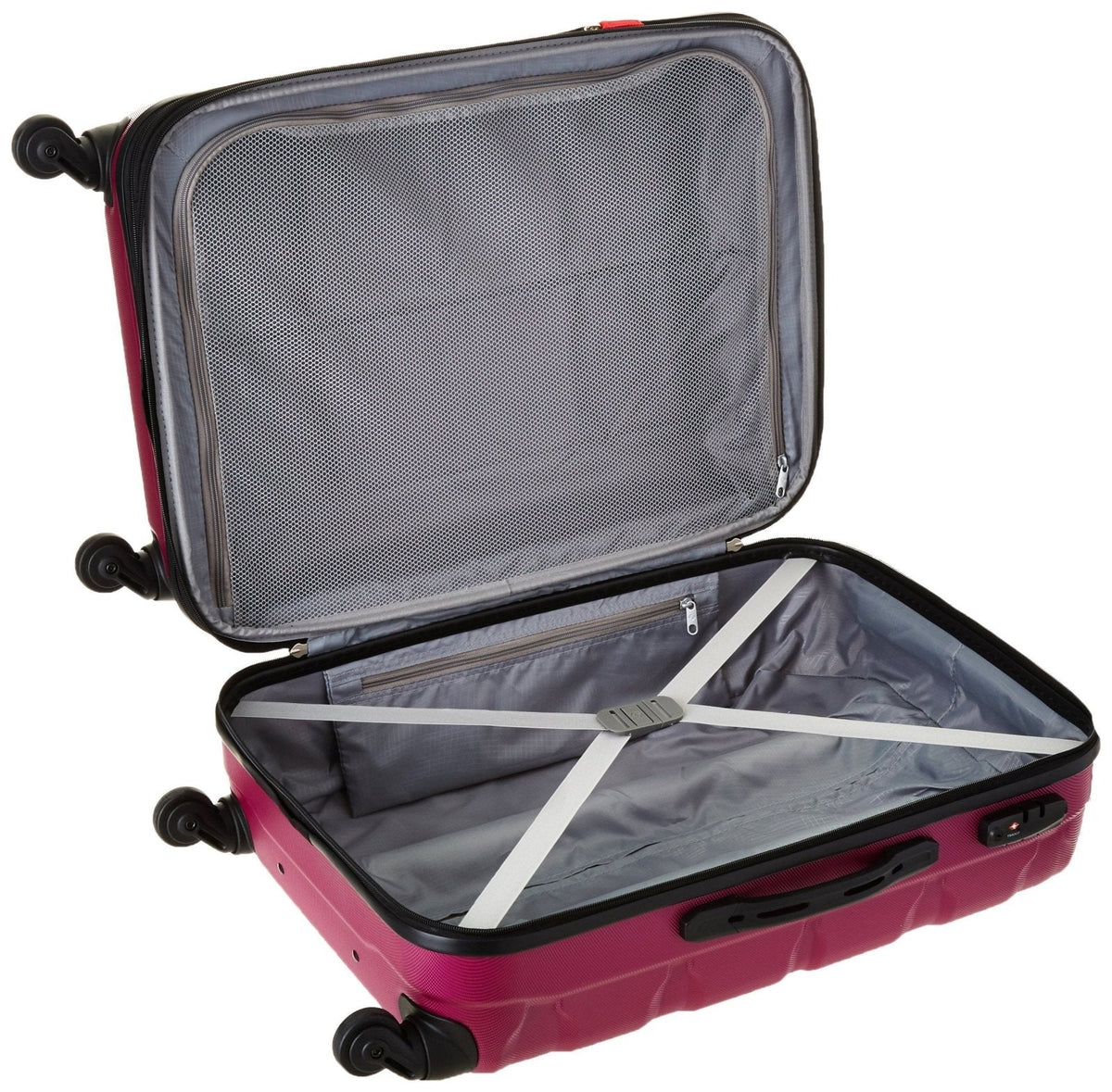 Samsonite Omni PC Hardside Expandable Luggage with Spinner Wheels, Radiant Pink, Checked - Medium 24 - Inch