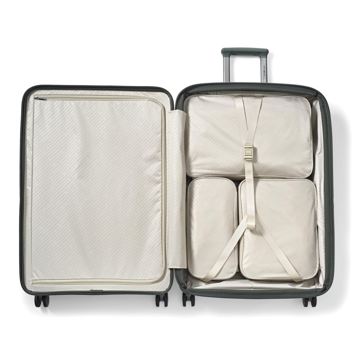 Samsonite Paralux Large Checked Luggage - Innovative Design - Quick Access Front Pocket - Dual Suspension Wheel Technology - TSA Lock - Expandable - Includes Removable Packing Cubes - Olive