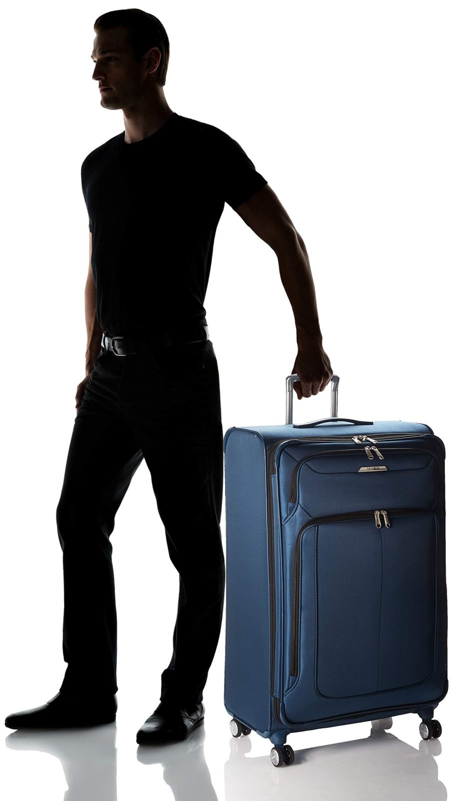 Samsonite Solyte DLX Softside Expandable Luggage with Spinner Wheels, Mediterranean Blue, Checked - Large 29 - Inch
