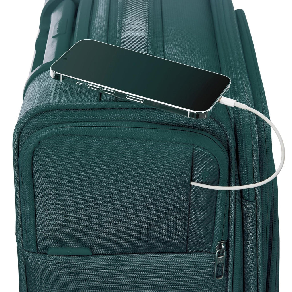 Samsonite UpLIFT Lightweight Large Checked Softside Luggage with Spinner Wheels - Expandable - Airline - Approved, Polyester Soft Suitcase for Ultra Light Travel - Emerald Green