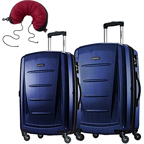 Samsonite Winfield 2 Fashion 2 Piece Bundle Spinner 24 And 28 With Travel Pillow (Navy)