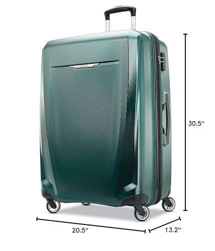 Samsonite Winfield 3 DLX Hardside Expandable Luggage with Spinners, Checked - Large 28 - Inch, Emerald