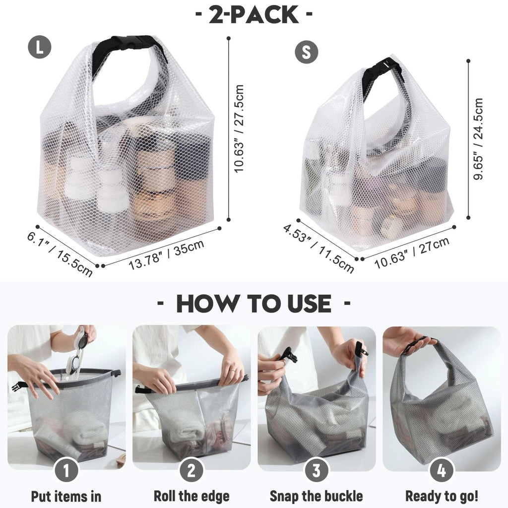 Sea Team 2 - Pack Waterproof Travel Toiletry Bag, Makeup Organizer & Storage Pouch - Clear EVA Material, Large Opening, Portable Handle for Travel, Gym, Swimming, Daily Use