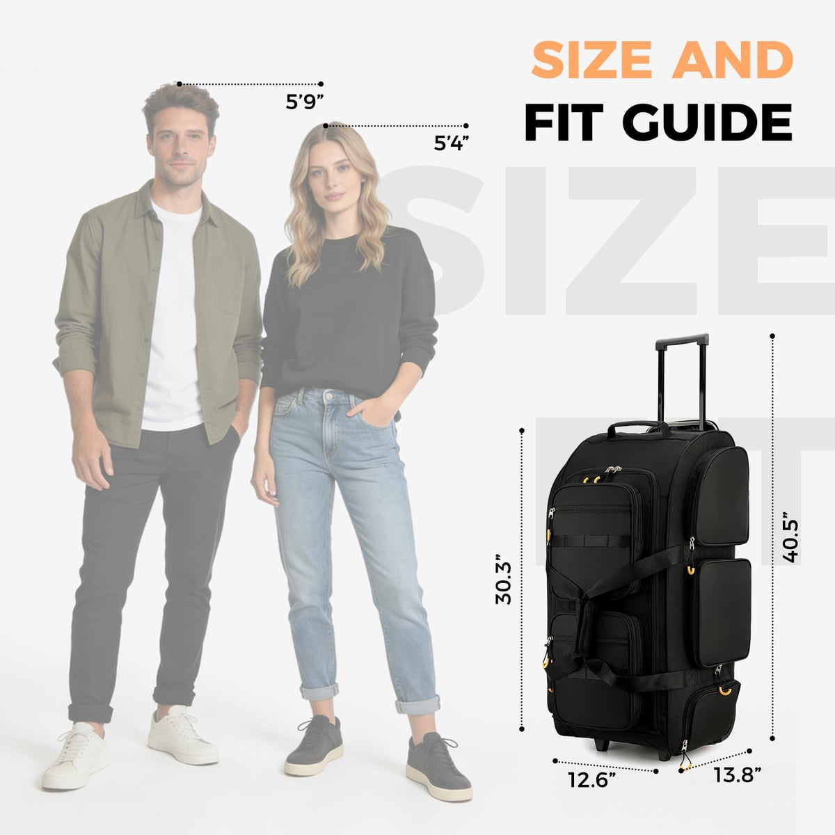 Searock 90L Rolling Duffle Bag with Wheels and Handle, 31” Large Duffle Bag for Travel, Carry On Luggage Duffel Bag with Shoe Compartment, Multi - Pocket, Water Resistant, Black