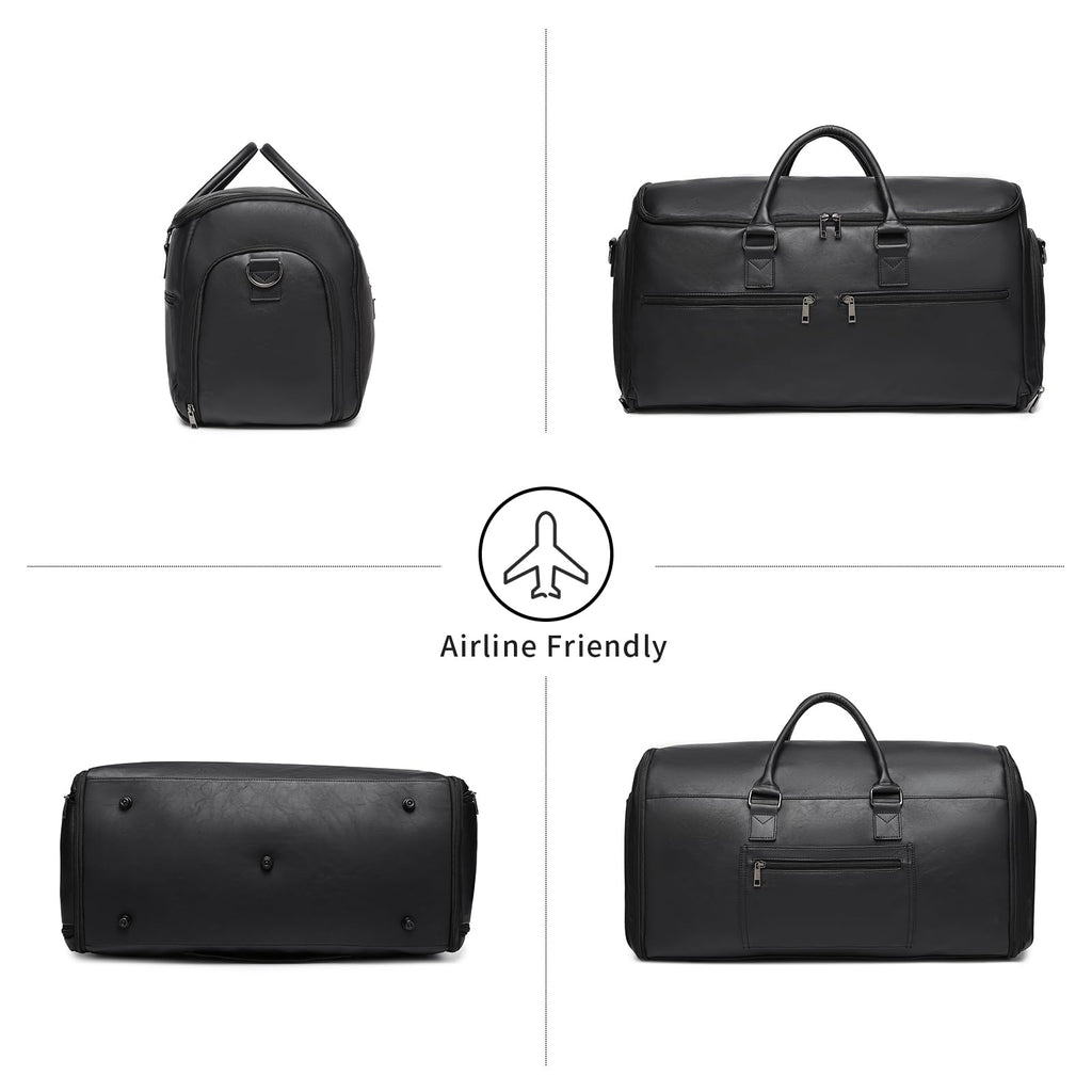seyfocnia Carry On Garment Bag for Travel, Convertible Travel Garment Bag for Men Women, 2 in 1 Hanging Suitcase Suit Business Travel Bag, Black