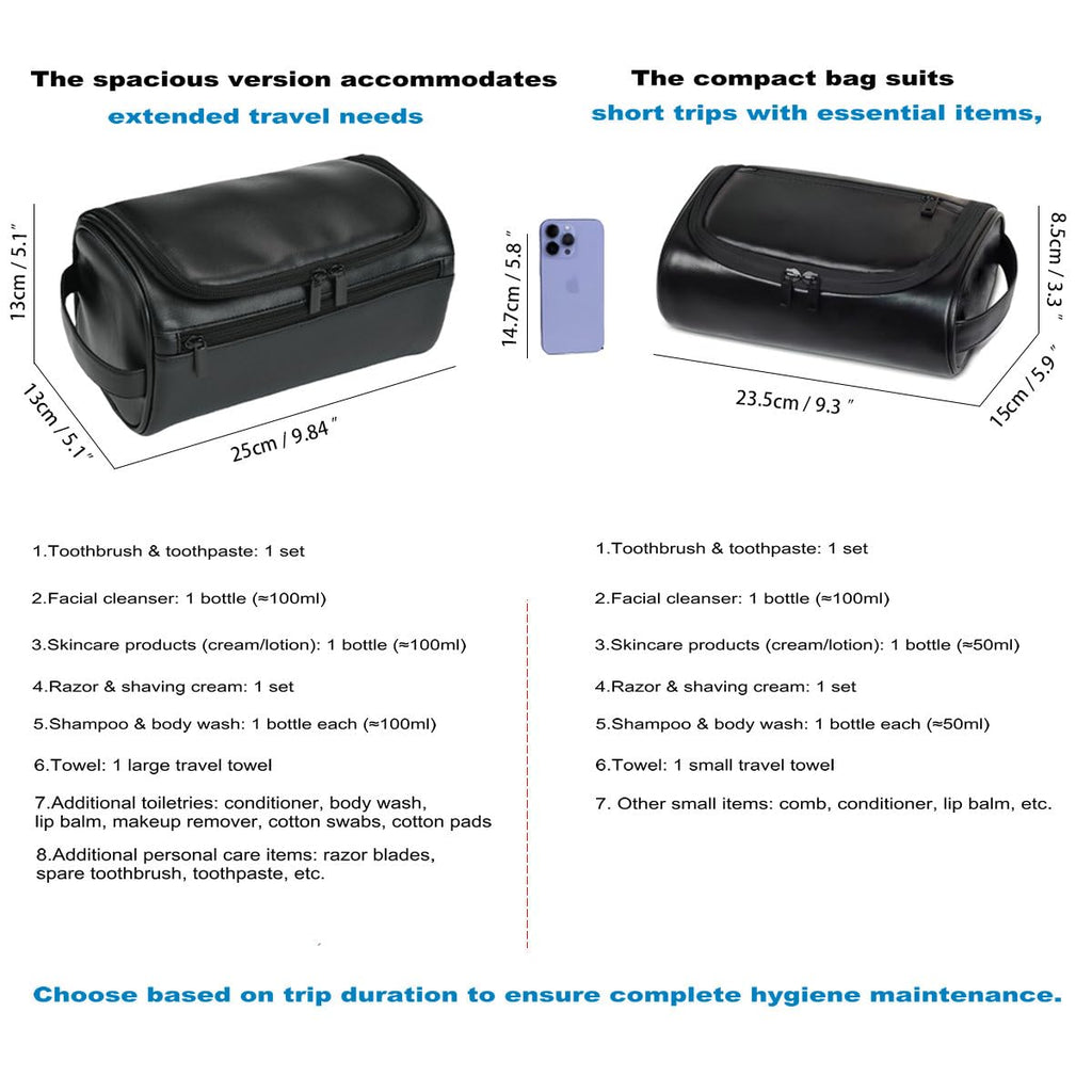 Shcnlery Personalized Small Toiletry Bag for Men,Minimalist Travel Toiletry Organizer Dopp Kit Water - resistant Makeup Bag for Travel Essentials,Travel Gifts For Men Unique