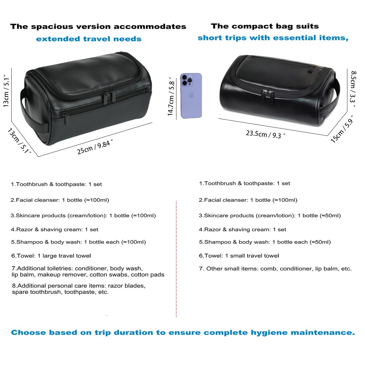 Shcnlery Personalized Small Toiletry Bag for Men,Minimalist Travel Toiletry Organizer Dopp Kit Water - resistant Makeup Bag for Travel Essentials,Travel Gifts For Men Unique