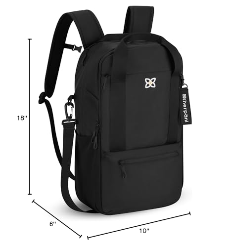 Sherpani Camden, Convertible Backpack, 3 in 1 Tote Bag, 18L Travel Backpack, Crossbody Bag for Women, Cross Body Purse, Travel Gifts, RFID Protection, Fits 13” Laptop (Raven Classic)