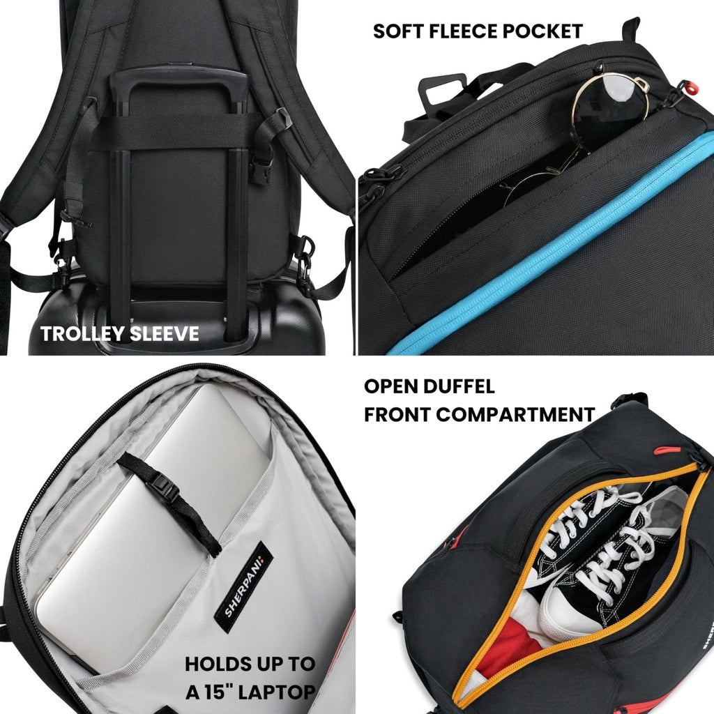 Sherpani Juno, 2 in 1 Travel Backpack, Expandable Carry - On, Duffel Bag, Fits 15 Inch Laptop for Travel, Sport, Hiking (Chromatic)