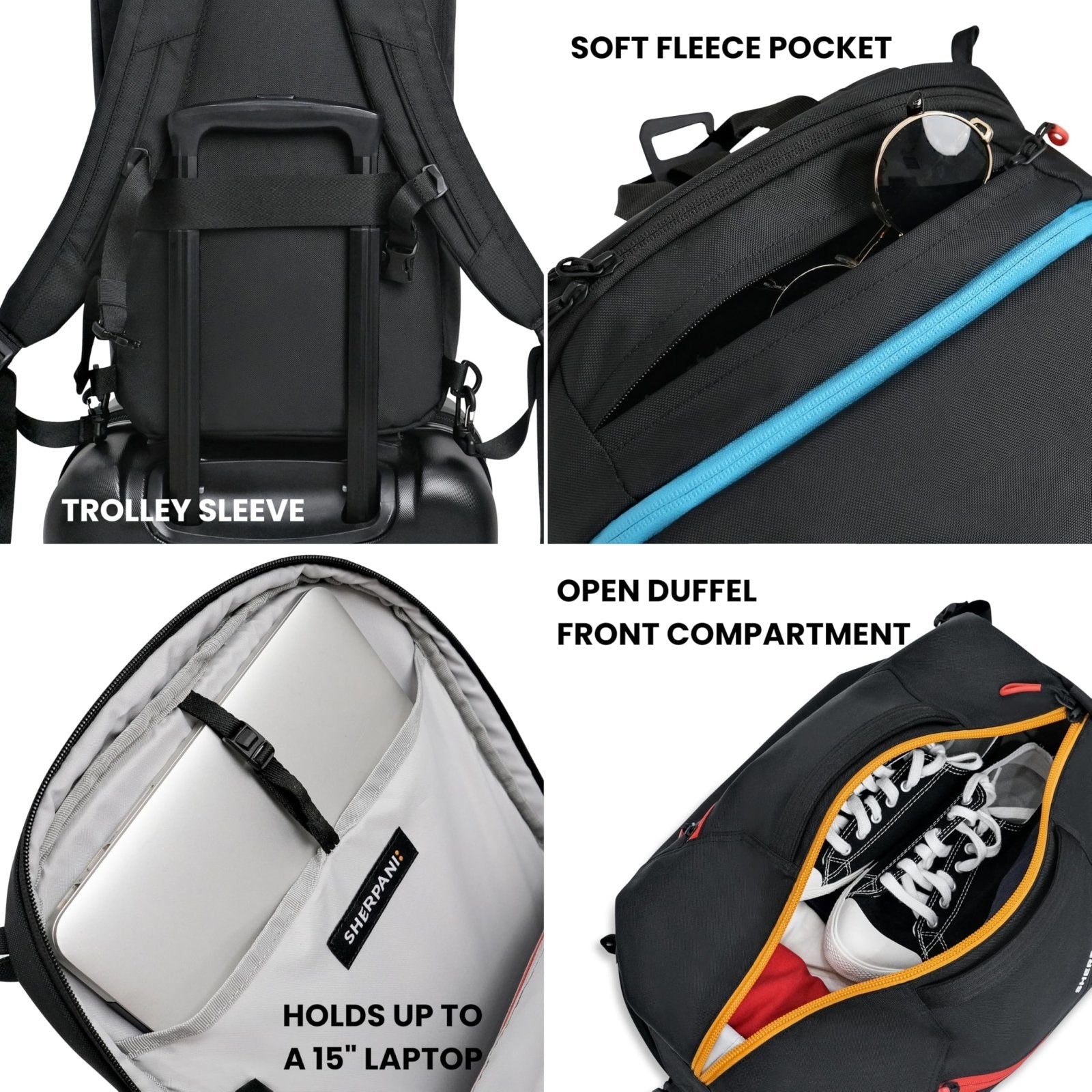 Sherpani Juno, 2 in 1 Travel Backpack, Expandable Carry - On, Duffel Bag, Fits 15 Inch Laptop for Travel, Sport, Hiking (Chromatic)