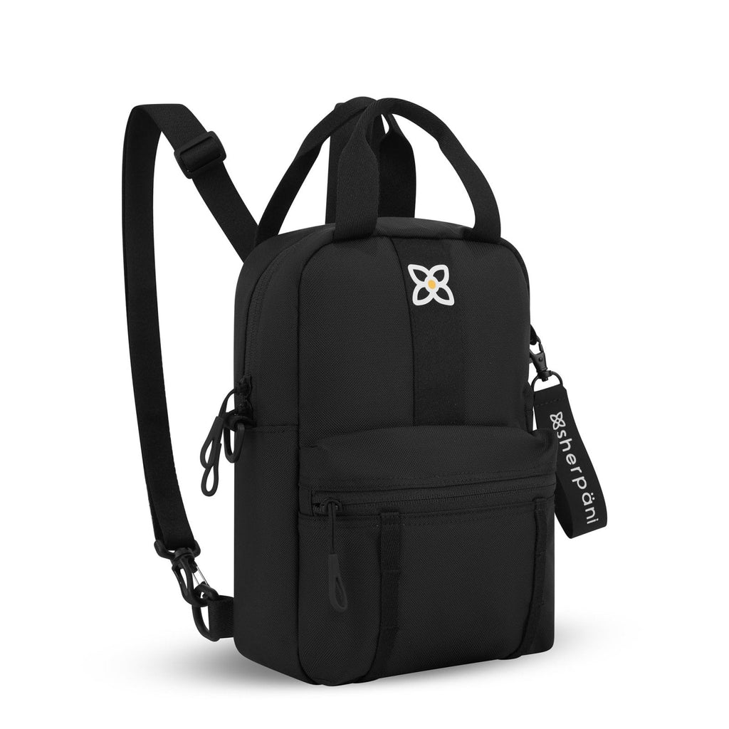 Sherpani Logan, Mini Backpack for Women, Travel Backpack Purse, Nylon Tote Bag for Women, RFID Protection (Raven)