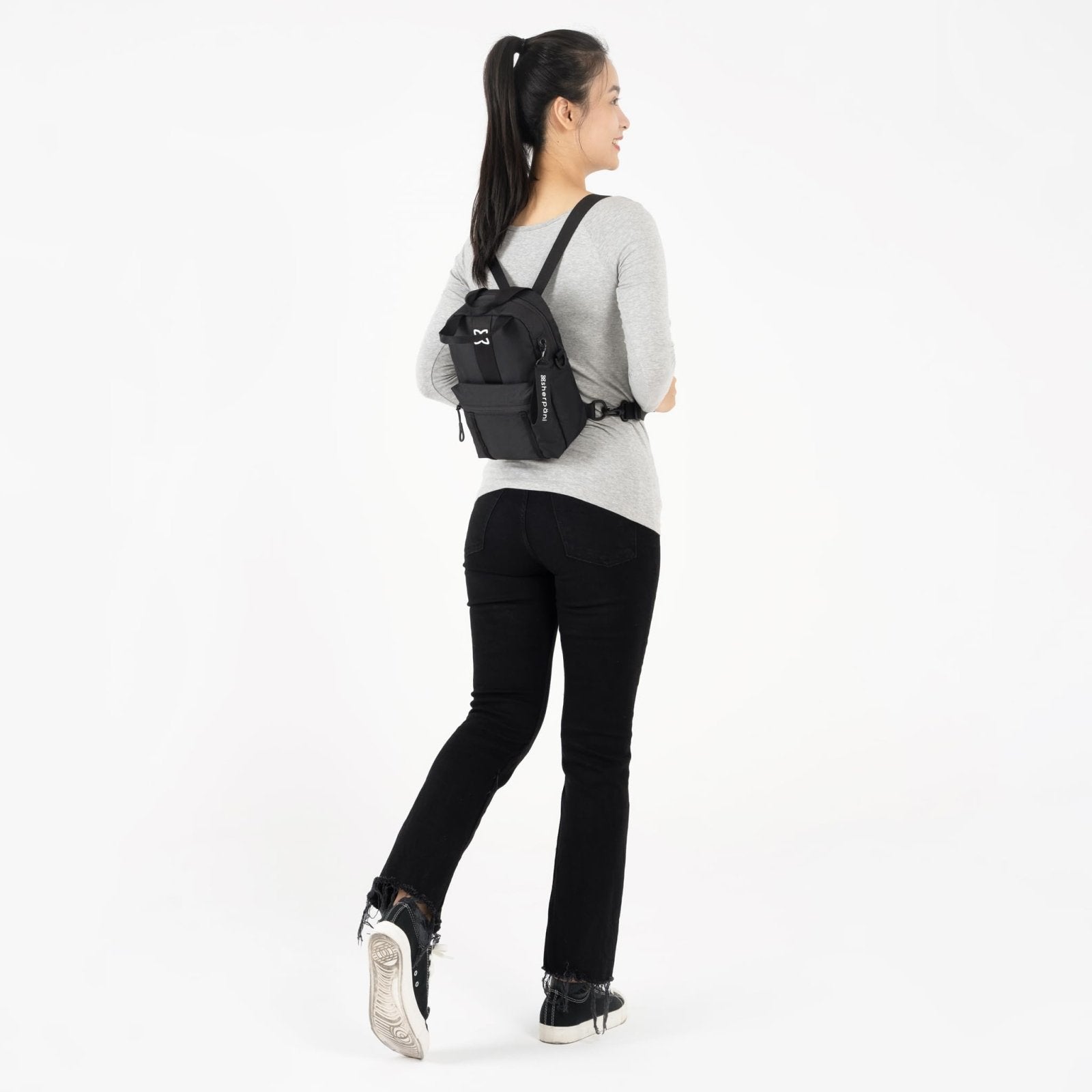 Sherpani Logan, Mini Backpack for Women, Travel Backpack Purse, Nylon Tote Bag for Women, RFID Protection (Raven)