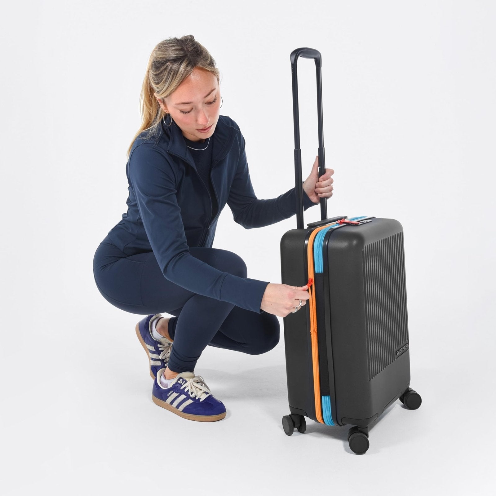Sherpani Meridian, 22 Inch Carry On Luggage Airline Approved, Rolling Hardside Suitcase 22x14x9, Hard Shell Luggage with Double Spinner Wheels, Expandable Suitcase for Men Women (Chromatic)