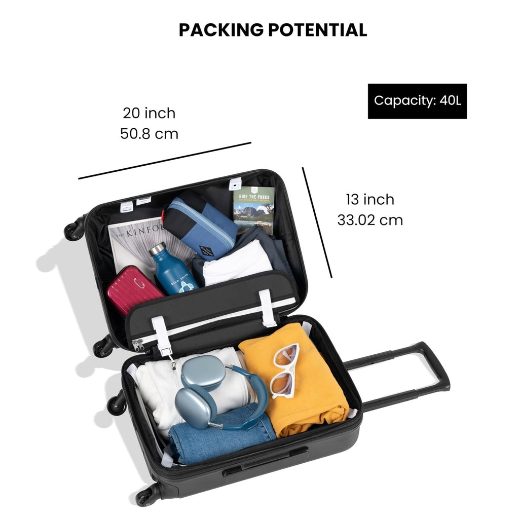 Sherpani Meridian, 22 Inch Carry On Luggage Airline Approved, Rolling Hardside Suitcase 22x14x9, Travel Luggage for Women, Expandable Suitcase, Travel Gift (Black)