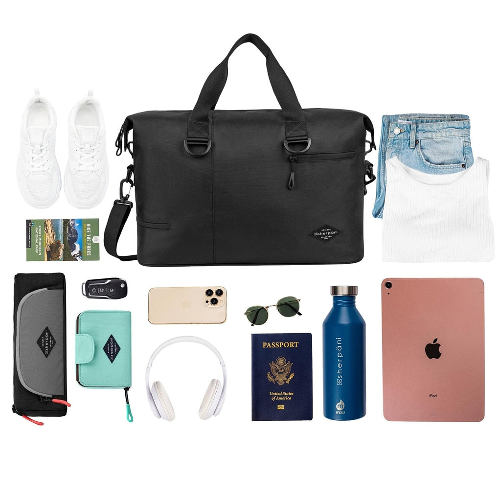 Sherpani Sola, Travel Duffle Bag, Weekender Bags for Women, Carry - On Duffel with Luggage Pass - Through (Raven)