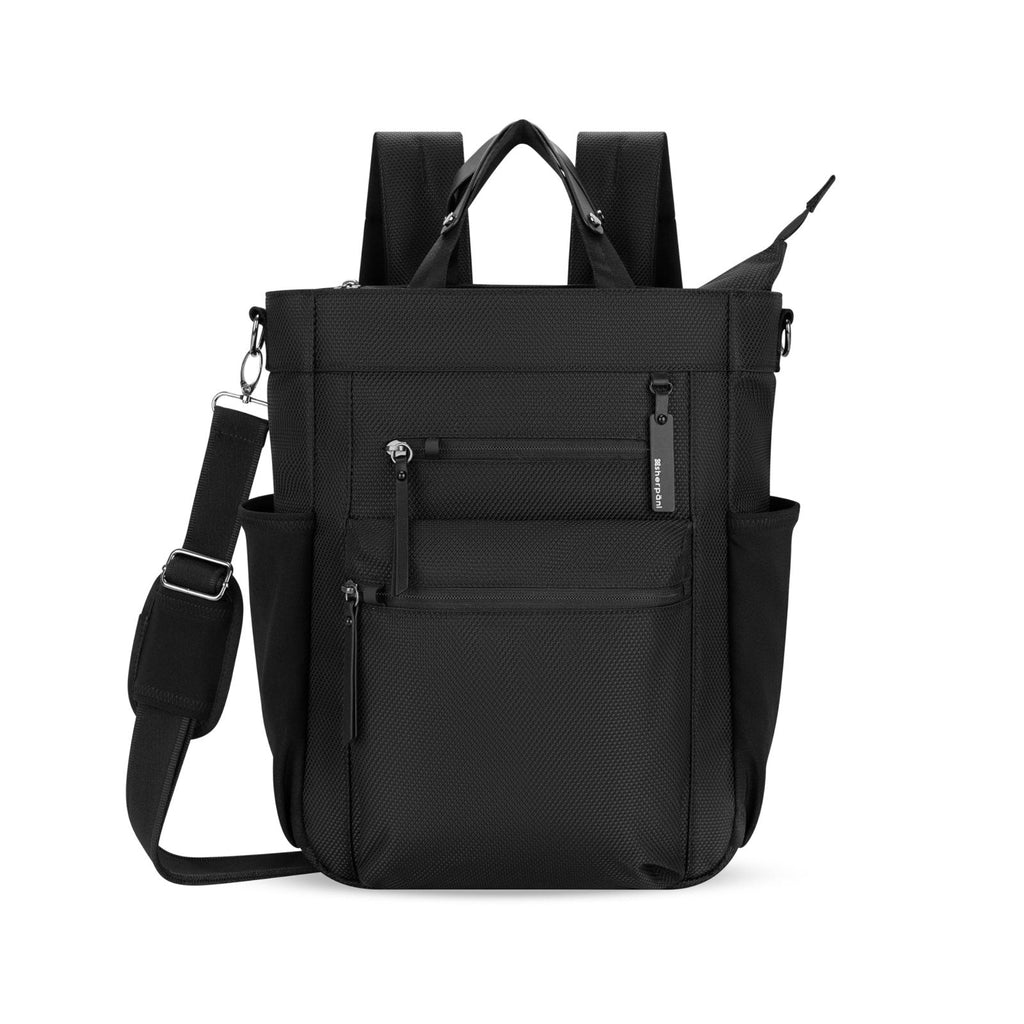 Sherpani Soleil, Anti Theft Convertible Backpack, 3 in 1 Tote Bag, Cross Body Purse, 18L Travel Backpack, Travel Gifts for Women, RFID Protection, Metal Hardware Fits 13” Laptop (Carbon Signature)