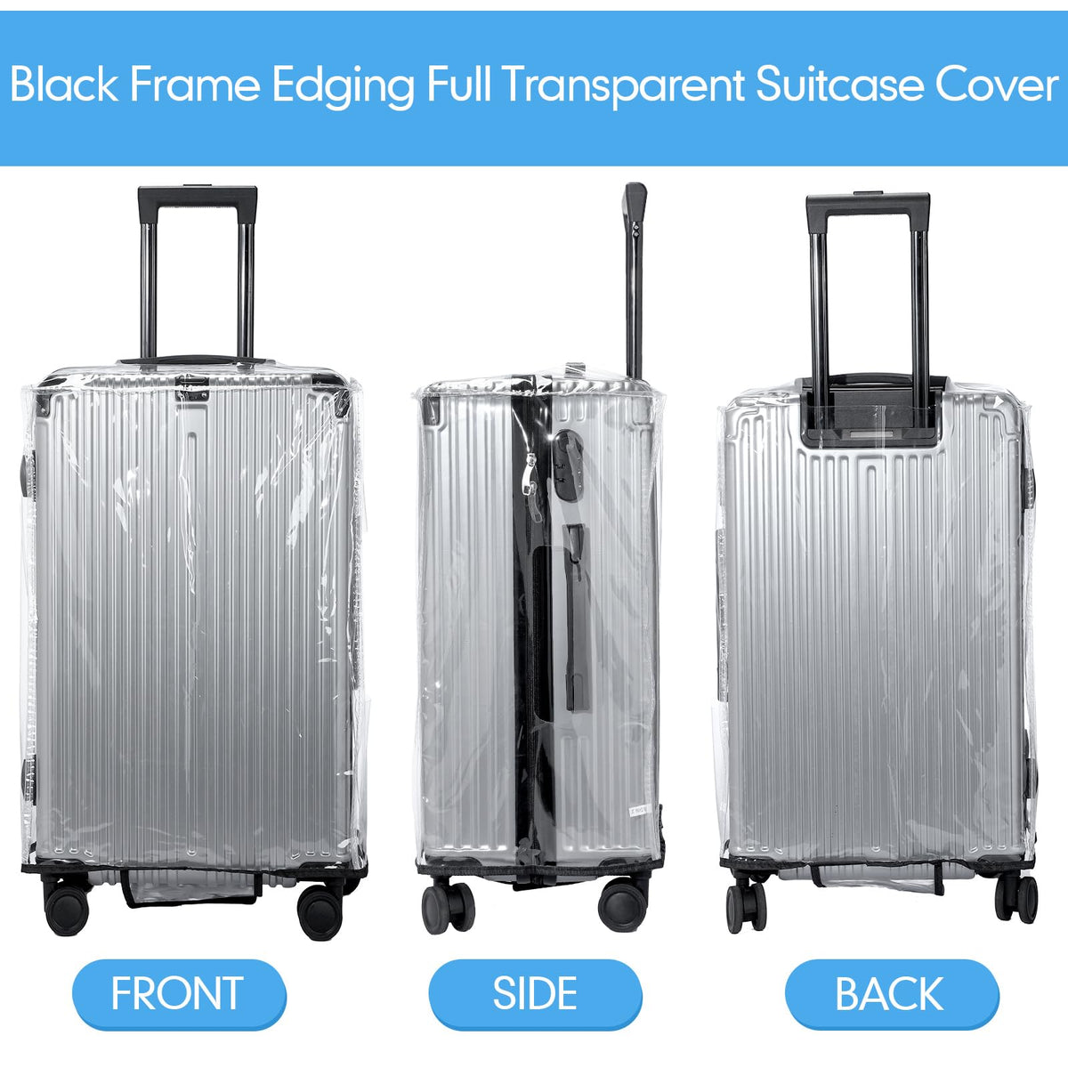 Sherr 3 - Piece Clear Luggage Covers - Waterproof Protector for Travel (Fits Most 24" to 30" Suitcases)
