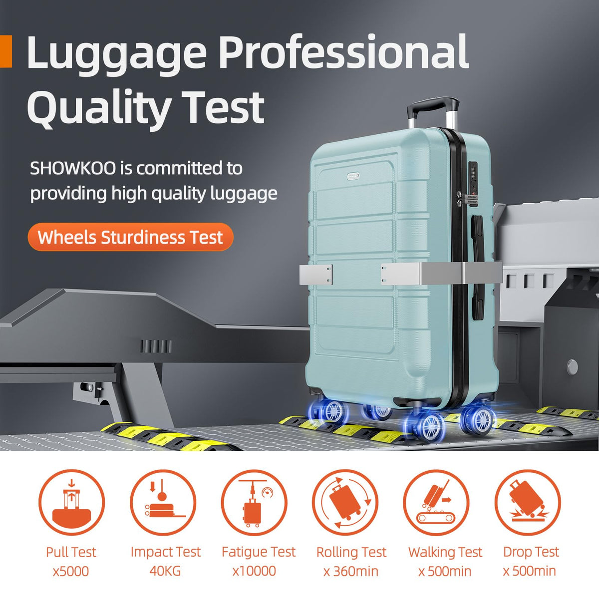 SHOWKOO Luggage Sets with Bags Expandable 100% PC Durable Suitcase Double Wheels TSA Lock 5pcs Mint Green