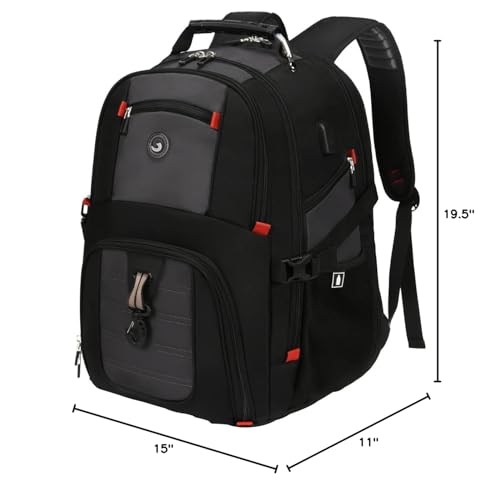 SHRRADOO Extra Large 50L Travel Laptop Backpack with combination lock, College High School Backpack Airline Approved Business Work Bag Fits 17 Inch Computer for Men Women