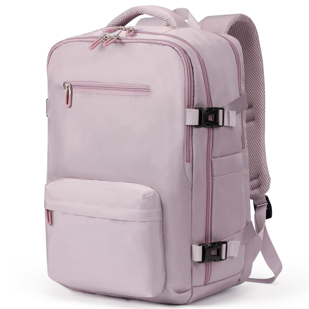 SHRRADOO Travel Laptops Backpack for Women Men, Casual Work Bag 17inch High School College Backpack Airline Approved Backpack for Hiking Business (Pink khaki)