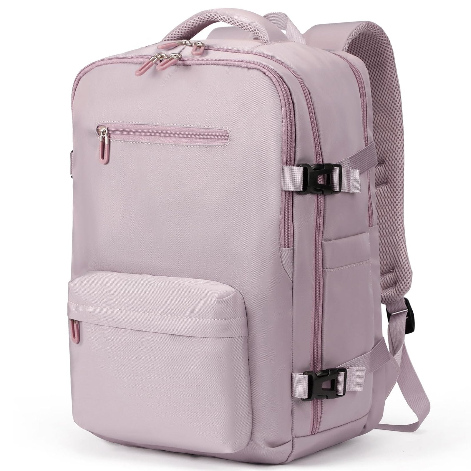 SHRRADOO Travel Laptops Backpack for Women Men, Casual Work Bag 17inch High School College Backpack Airline Approved Backpack for Hiking Business (Pink khaki)